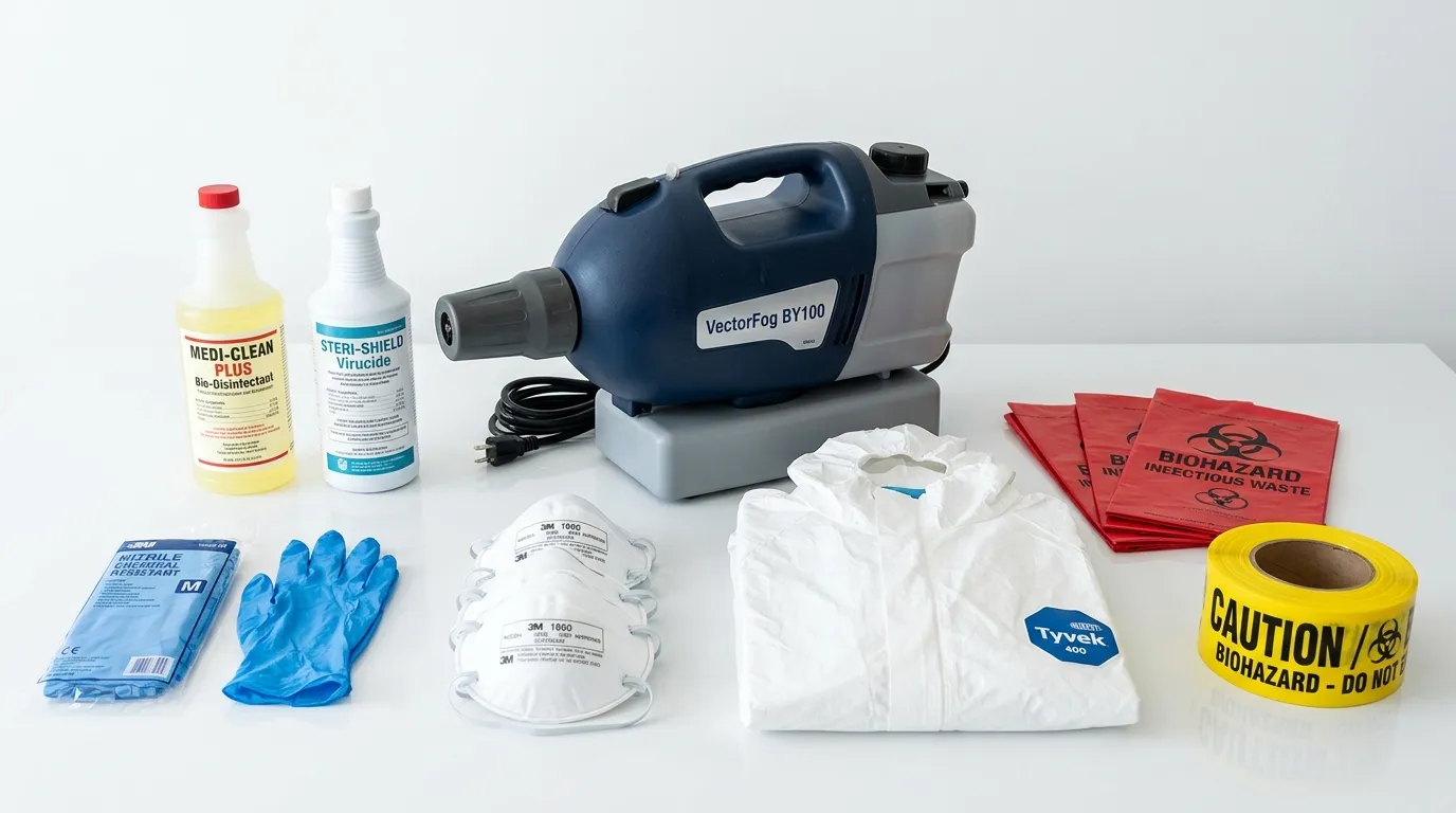 Professional biohazard remediation crew working in Agua Caliente